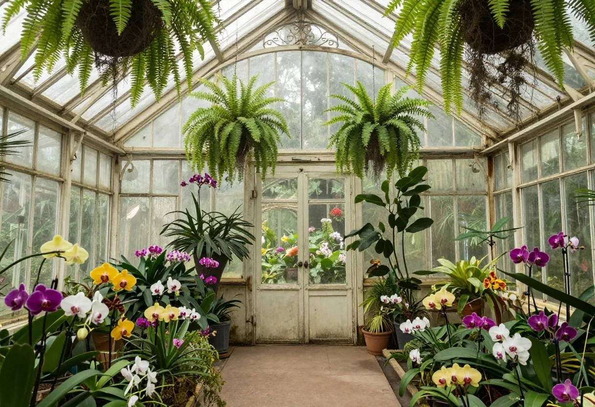 Estructura de hierro del orquideario en el Jardín Botánico de Chapultepec