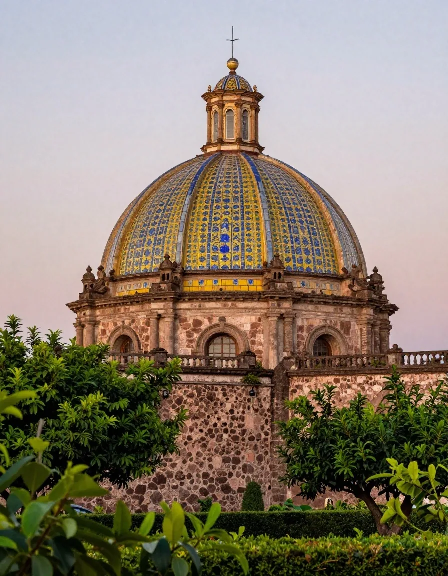 Polychrome tile domes of the Museo del Carmen in San Ángel