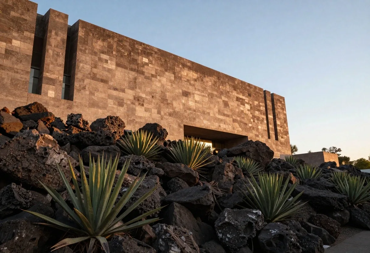 Stone mosaics at the Central Library of Ciudad Universitaria on volcanic rock