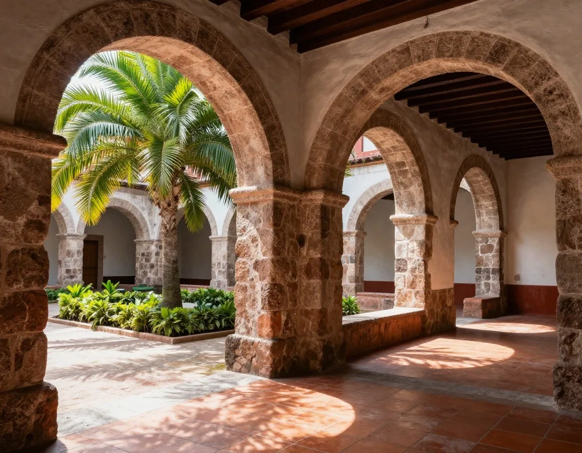 Callejón colonial empedrado en el centro histórico de Coyoacán