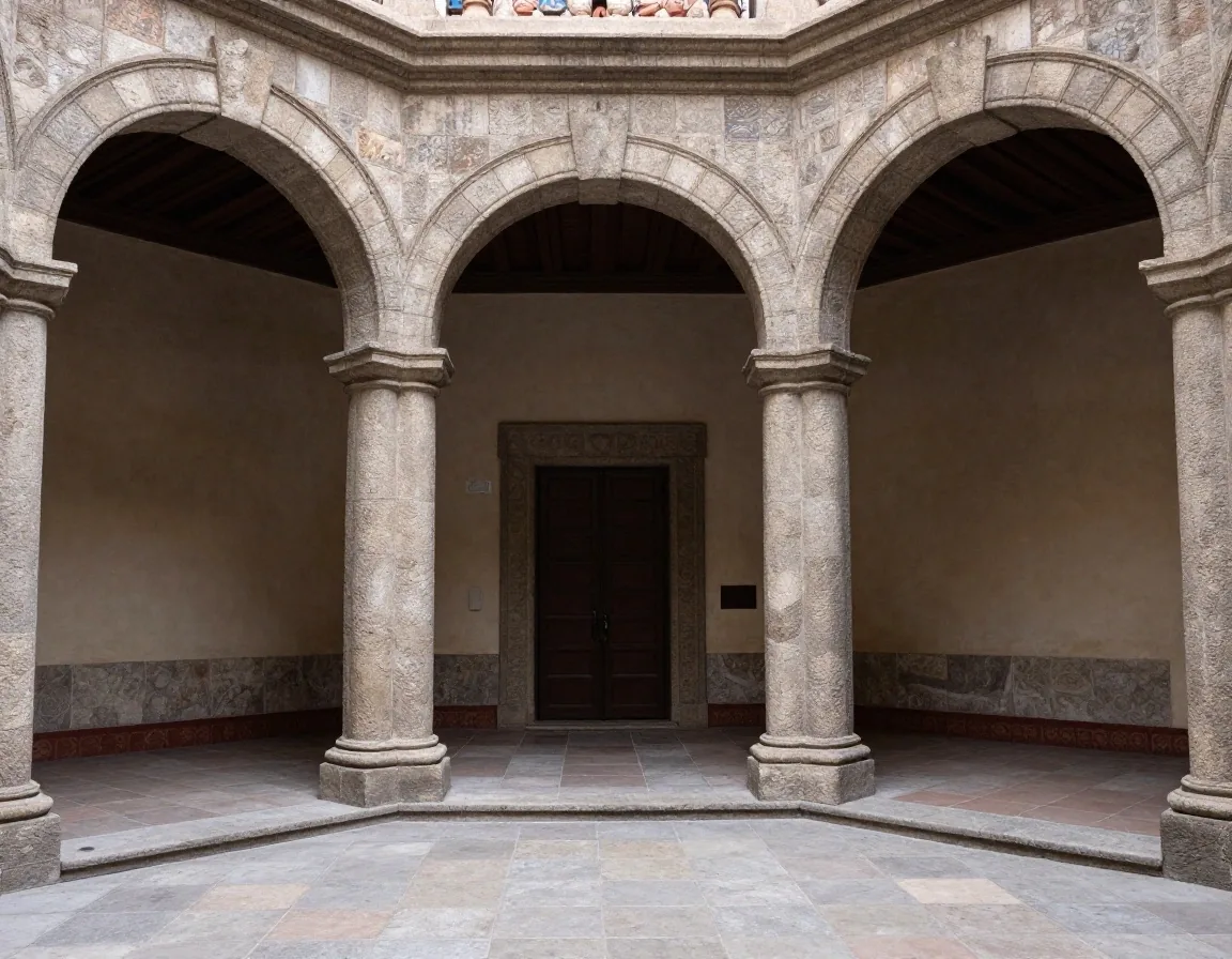 Patios interiores con frescos continuos en la Secretaría de Educación Pública