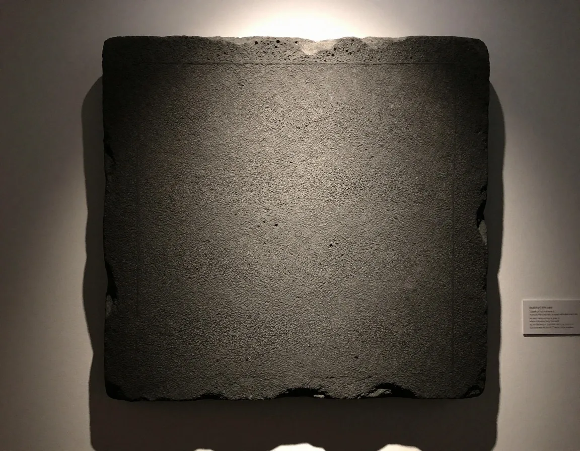 Detail of volcanic stone ashlar with pre-Hispanic historical inscriptions