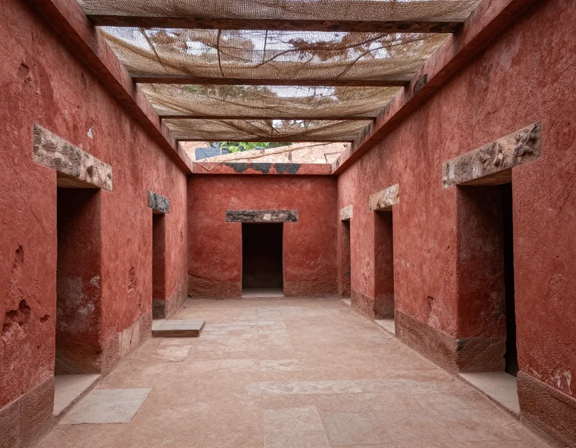 Frescos de sacerdotes y felinos ceremoniales en Tetitla