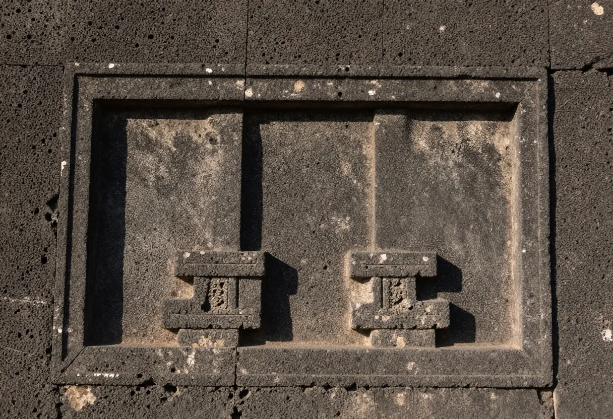 Relieve escultórico prehispánico en roca volcánica de Teotihuacán