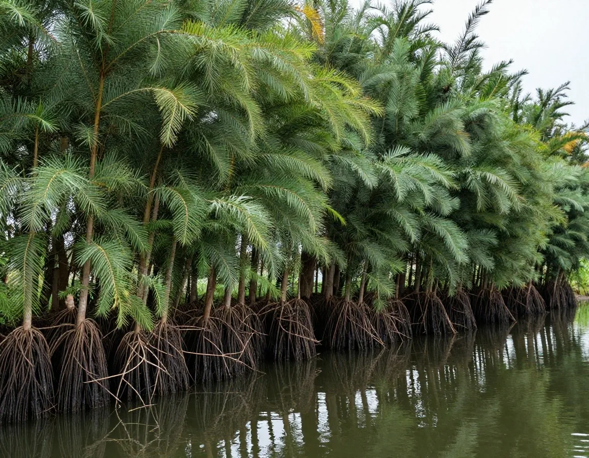 Alineación de ahuejotes a la orilla de un canal chinampero en Xochimilco
